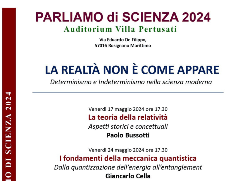 “Parliamo di scienza”, a Rosignano Marittimo quattro conferenze sul piacere della scoperta